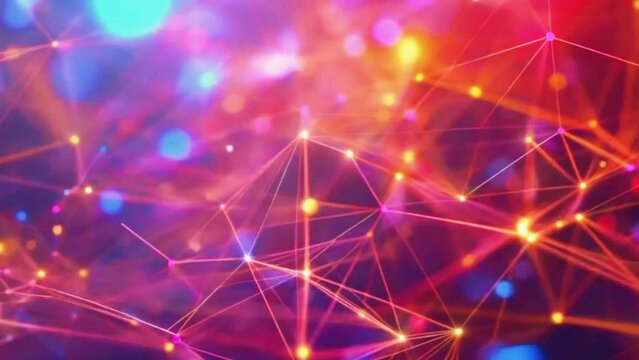 A mesh of connecting lines and points, dynamically shifting and changing colors, 4K technology lights background High-Quality Animation Video