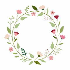 A round frame made of wildflowers vector illustration 