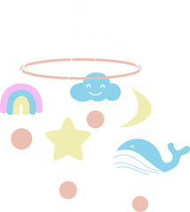 Set of baby shower concept, baby mobile