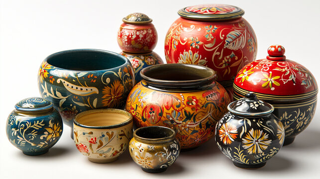 Thai lacquerware on the white background