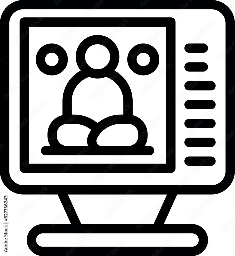 Poster illustration of a teamwork icon on a computer screen, depicting collaboration - Posters