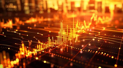 Obraz premium Futuristic Gold Trade Stock Analysis in Digital Setting