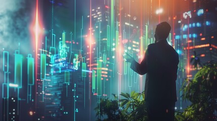 Naklejka premium Futuristic Stock Market Growth Illustration for Business Success