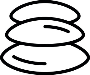 Simplistic black and white line art illustration of three zen stones stacked