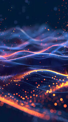 Obraz premium Abstract glowing dots and waves