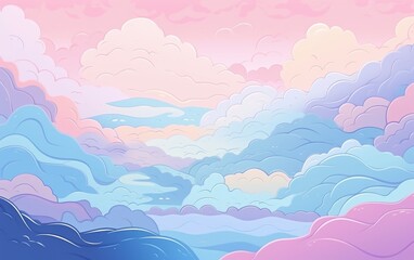 hand painted doodle background, cute  Computer theme pastel color