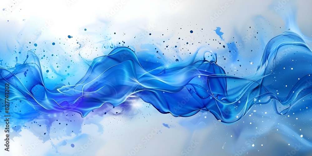 Poster blue watercolor splash abstract design ideal for backgrounds with centered copy space and selective 