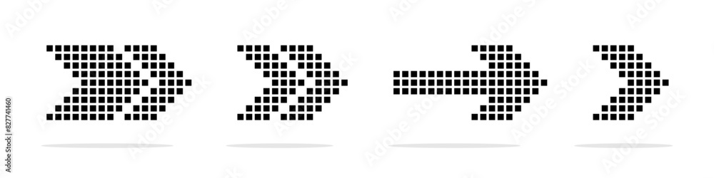 Poster dotted arrows set. halftone arrow icons. vector arrow collection