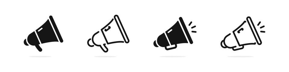 Megaphone icons set. Megaphone symbols. Loudspeaker icons