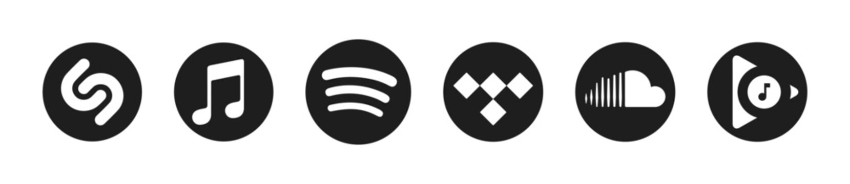 Popular music streaming servise company logo set Rivne, Ukraine - May 25, 2024
