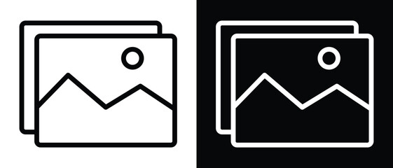 gallery icon, image icon, picture symbol.  Photo gallery icon, Image symbol, Picture signs. photo signs. vector illustration.  Isolated on white and black background.