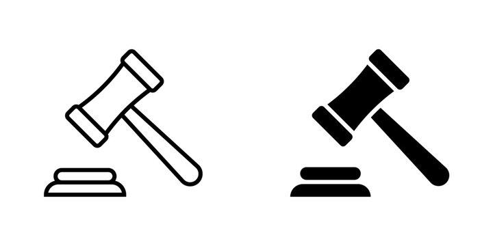 Judge hammer vector icon. Gavel sign. Lawyer symbol. Mallet illustration. Auction bid icon isolated.
