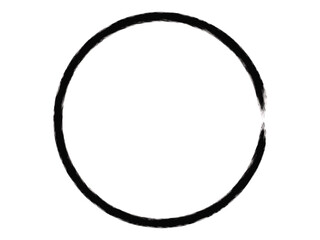 Grunge circle made of black paint. Grunge circle made of black ink using art brush. Grunge element made on the white background.