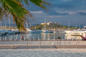 Scenic View of Vauban Marina With Fort on Hills in the Background - Antibes, French Riviera, Cote...