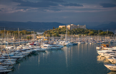 Scenic Afternoon View of Vauban Marina With Fort on Hills in the Background - Antibes, French Riviera