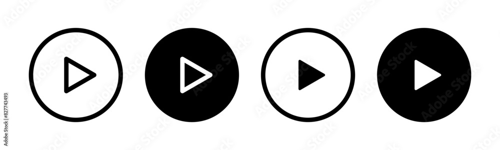 Aufkleber play button icon set. start symbol vector illustration isolated. web media interface play sign.