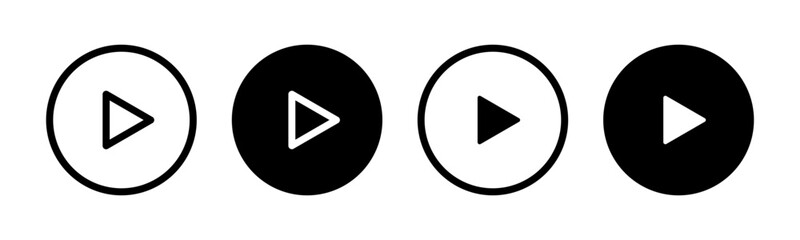 Play button icon set. Start symbol vector illustration isolated. Web media interface play sign.