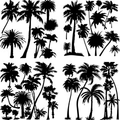 Fototapeta premium black tree silhouette set label protection silhouette graphic pine drawing trunk woodland shape illustration set wild cedar collection evergreen symbol black card needles spruce