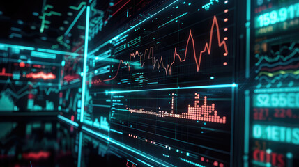 Fototapeta premium Real-Time Bitcoin Graphs on Digital Display