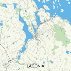 Laconia, New Hampshire, United States map poster art