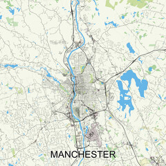 Manchester, New Hampshire, United States map poster art