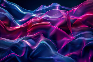 Fototapeta premium Abstract Energetic Neon Waves in Blue and Pink Vibrant Digital Art Background