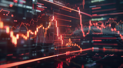 Fototapeta premium Real-Time Bitcoin Graphs on Digital Display