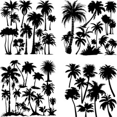 Fototapeta premium black tree silhouette set label protection silhouette graphic pine drawing trunk woodland shape illustration set wild cedar collection evergreen symbol black card needles spruce