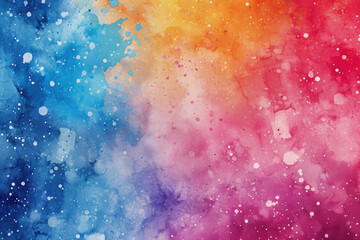 Fototapeta premium Colorful Watercolor Galaxy with Bubbles and Grunge Texture