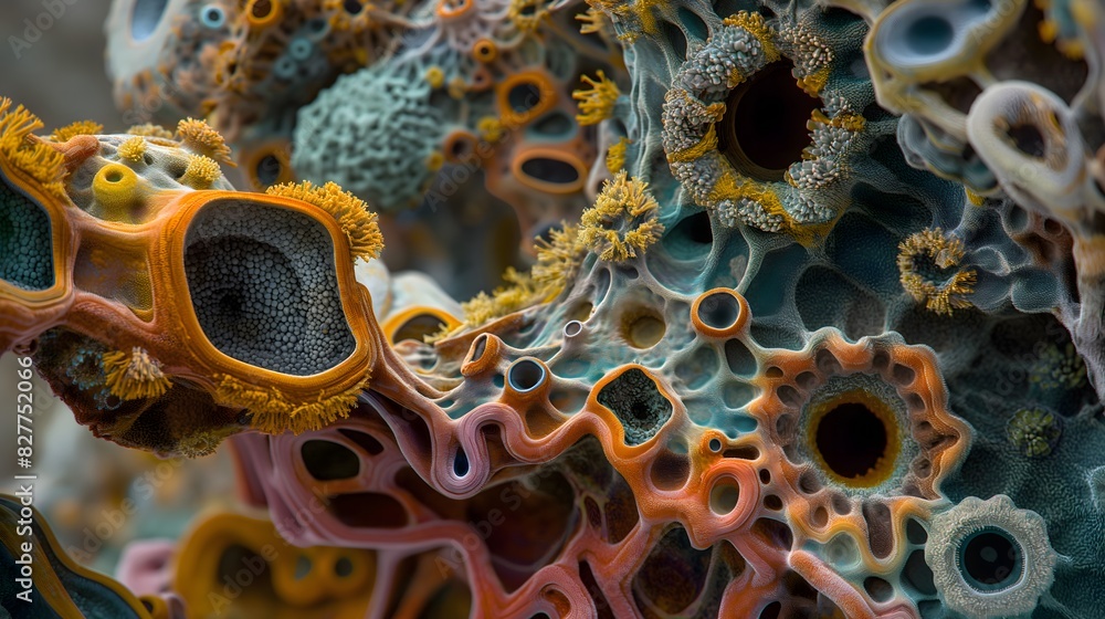 Poster 3. **microscopic landscapes**: showcase super macro photographs of microbial colonies resembling vas