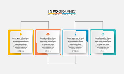 infographic design with 4 options or steps. Infographics for business concept. Can be used for presentations workflow layout, banner, process, diagram, flow chart, info graph, annual report.