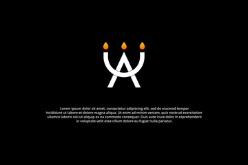 letter a and u candle modern logo