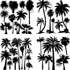 black tree silhouette set label protection silhouette graphic pine drawing trunk woodland shape illustration set wild cedar collection evergreen symbol black card needles spruce