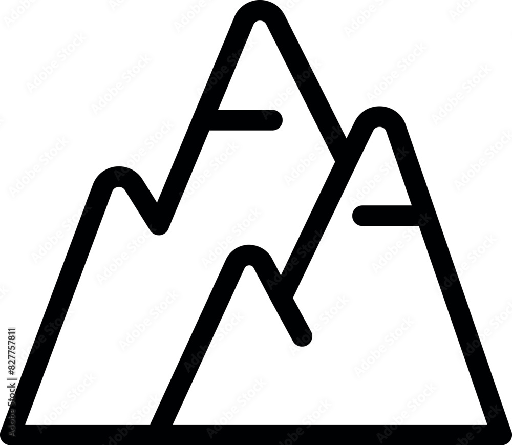 Wall mural Minimalist line art icon of a simple mountain landscape with abstract geometric design in black and white. Suitable for digital, web, app, and interface design with scalable and editable features - Wall murals