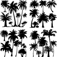 black tree silhouette set pure badge eco outline recreation breath emblem label protection graphic pine trunk woodland