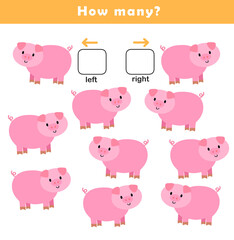 Left and right position worksheet. Educational worksheet for preschool kids. Educational game to learn left and right.	