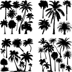 Fototapeta premium black tree silhouette set pure badge eco outline recreation breath emblem label protection graphic pine trunk woodland