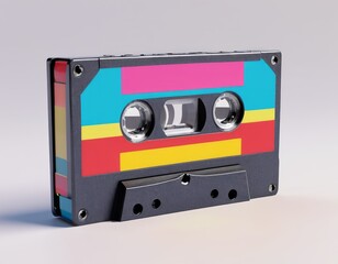 Naklejka premium Audio cassette in retro style. Vintage music concept isolated on gray background for posters, invitations and party flyers