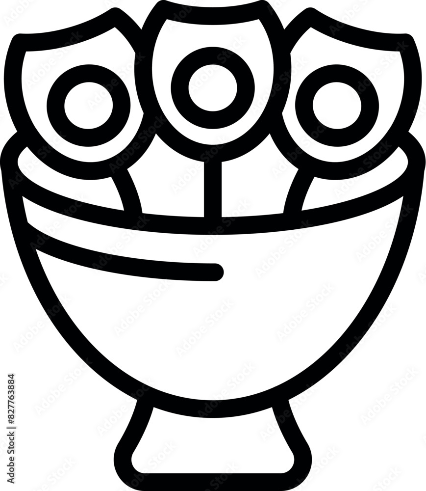 Poster simplistic line drawing of a flower bouquet in a vase for use in various designs
