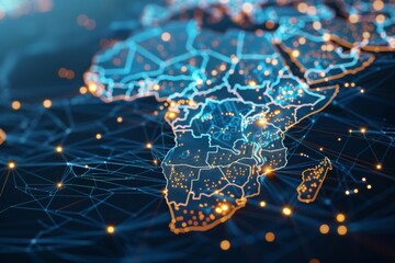 Obraz premium Digital Map of Africa Network Connection created with Generative AI