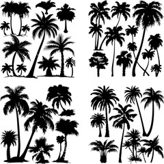 Fototapeta premium black tree silhouette set pure badge eco outline recreation breath emblem label protection graphic pine trunk woodland