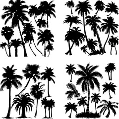 black tree silhouette set pure badge eco outline recreation breath emblem label protection graphic pine trunk woodland