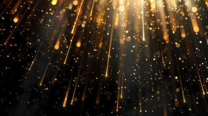 Obraz premium Golden light background with lines of lights and particles