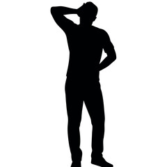 A man Thinking with feel tension vector silhouette