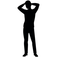 A man Thinking with feel tension vector silhouette