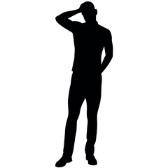 A man Thinking with feel tension vector silhouette