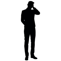 A man Thinking with feel tension vector silhouette