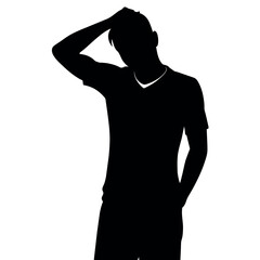 A man Thinking with feel tension vector silhouette