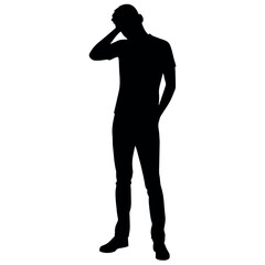 A man Thinking with feel tension vector silhouette