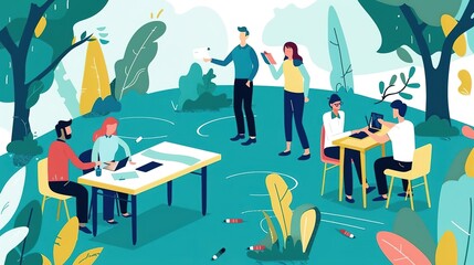 Design a top-down scene of a Veterans Day festivity, highlighting the celebration with room for customized messages in the setting